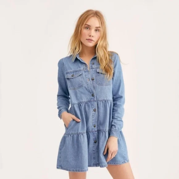 free people blue jean babydoll dress Delilah Denim Dress – Cabana Blue Boutique main image 0